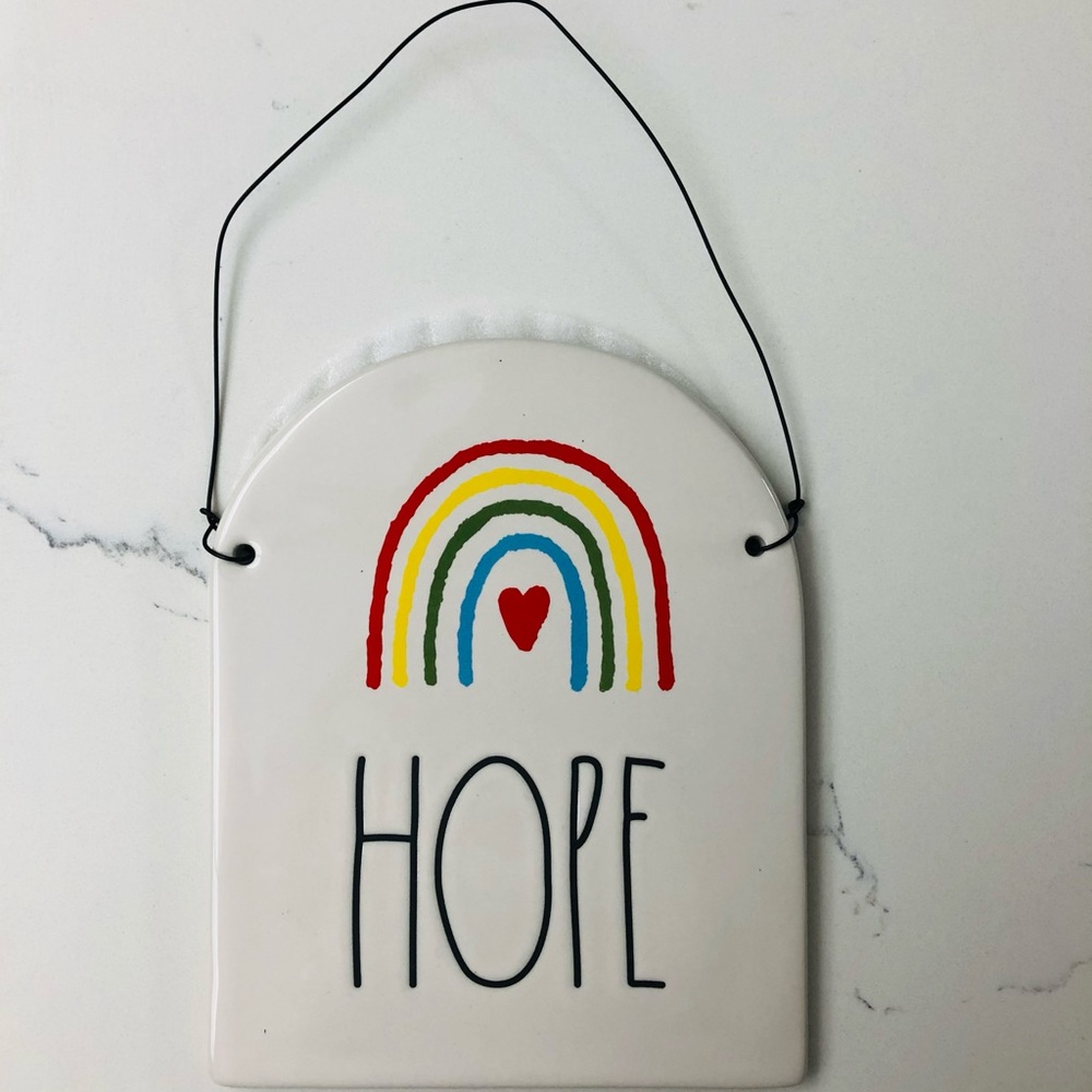 Rae Dunn HOPE Rainbow Wall Decor Sign